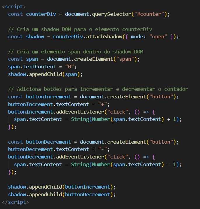 print do código html, de onde foi implementado o DOM, no script.