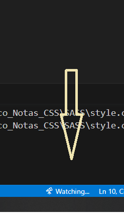 print do código no VScode, de onde fica o botão, para converter sass para css.