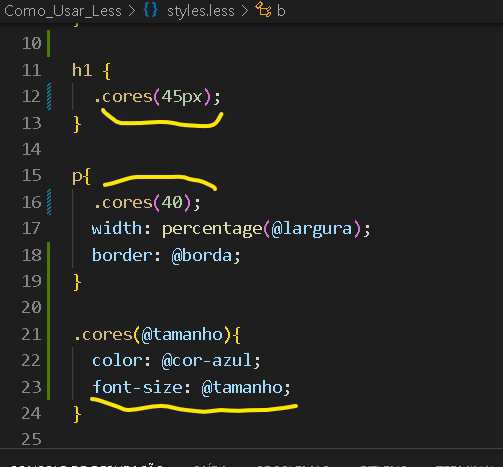 print da tela do VScode, como passar o parâmetro.