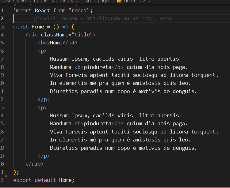 print do código, mostrando como foi feito o home.js
