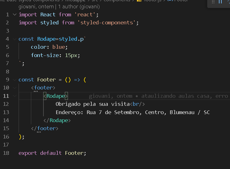print do código, mostrando como foi feito o footer.js