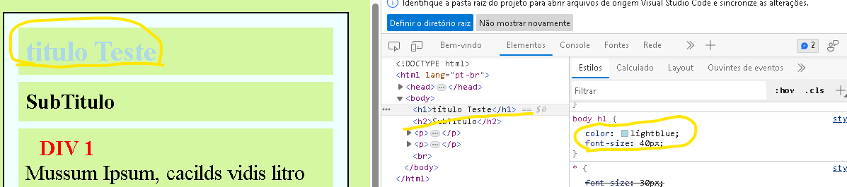 print da página, como fica sem usar aspas.