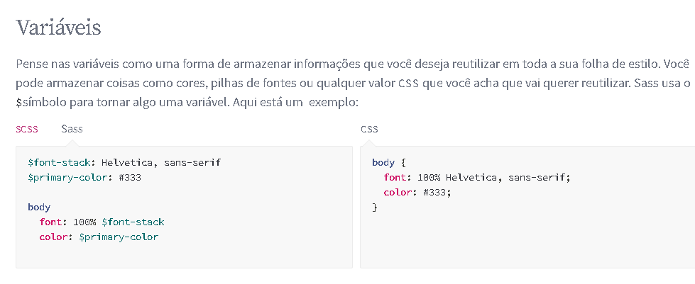 print do código de como é usado a variável do SASS.