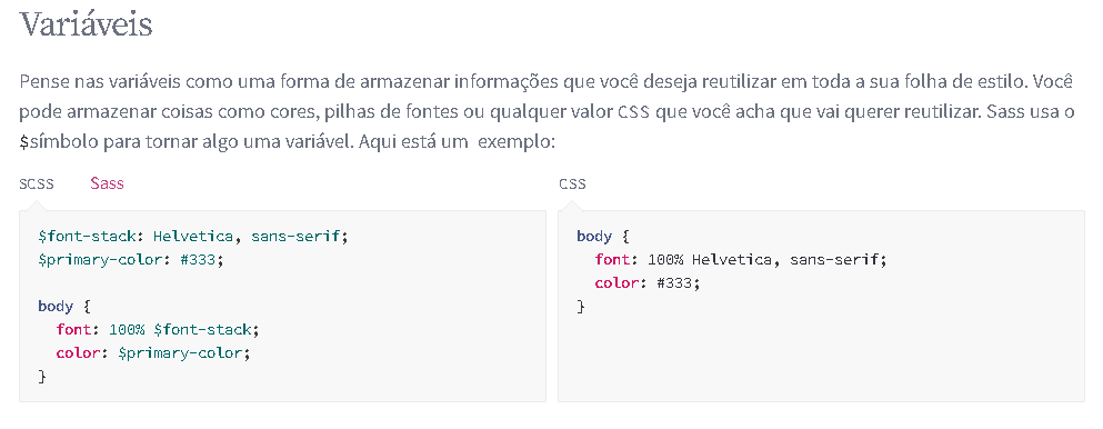 print do código de como é usado a variável do SASS.